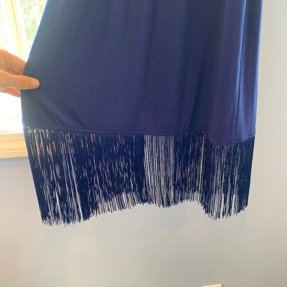 NWT Royal Blue Chicos Fringed-Hem Dress, Size 1 (comparable to small or 4) - Picture 14 of 15
